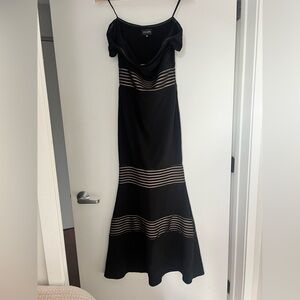 Elegant black stretch off the shoulder dress